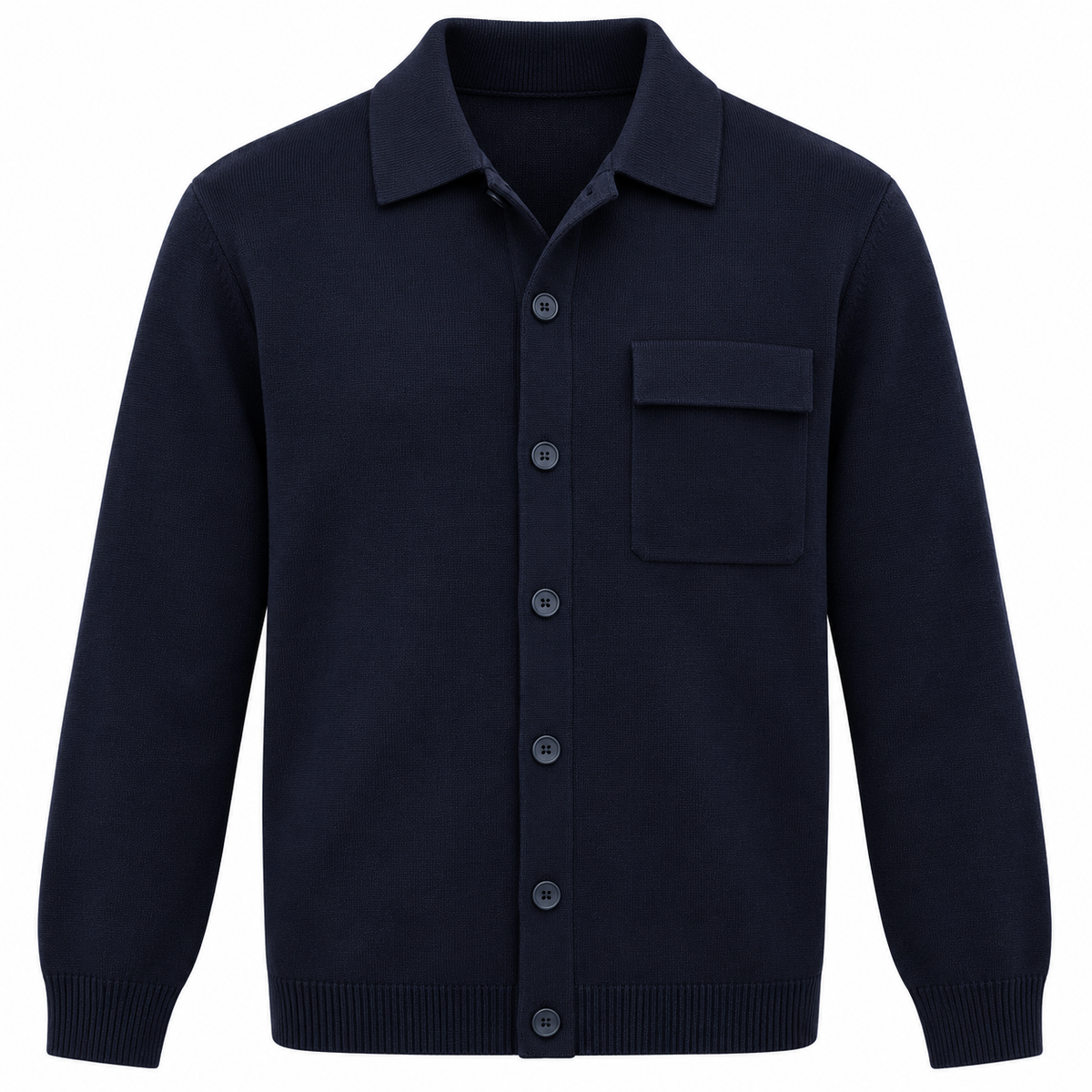 NOBL Koen Knitted Shirt in Navy