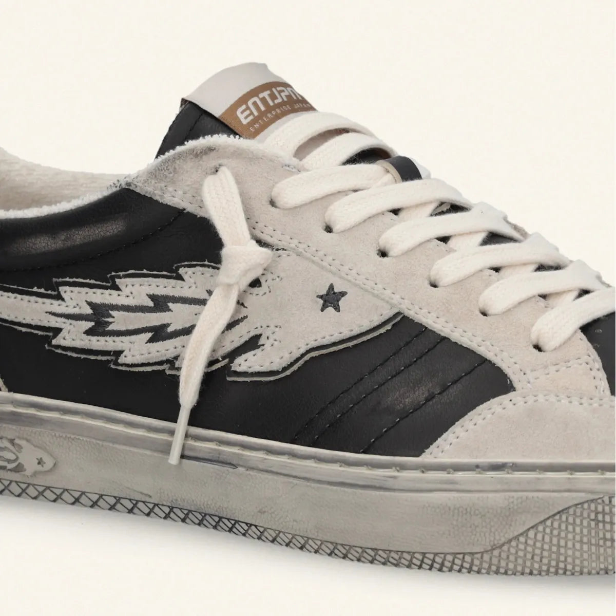 Enterprise Japan Jupiter Vintage Calf Suede Black Sneakers