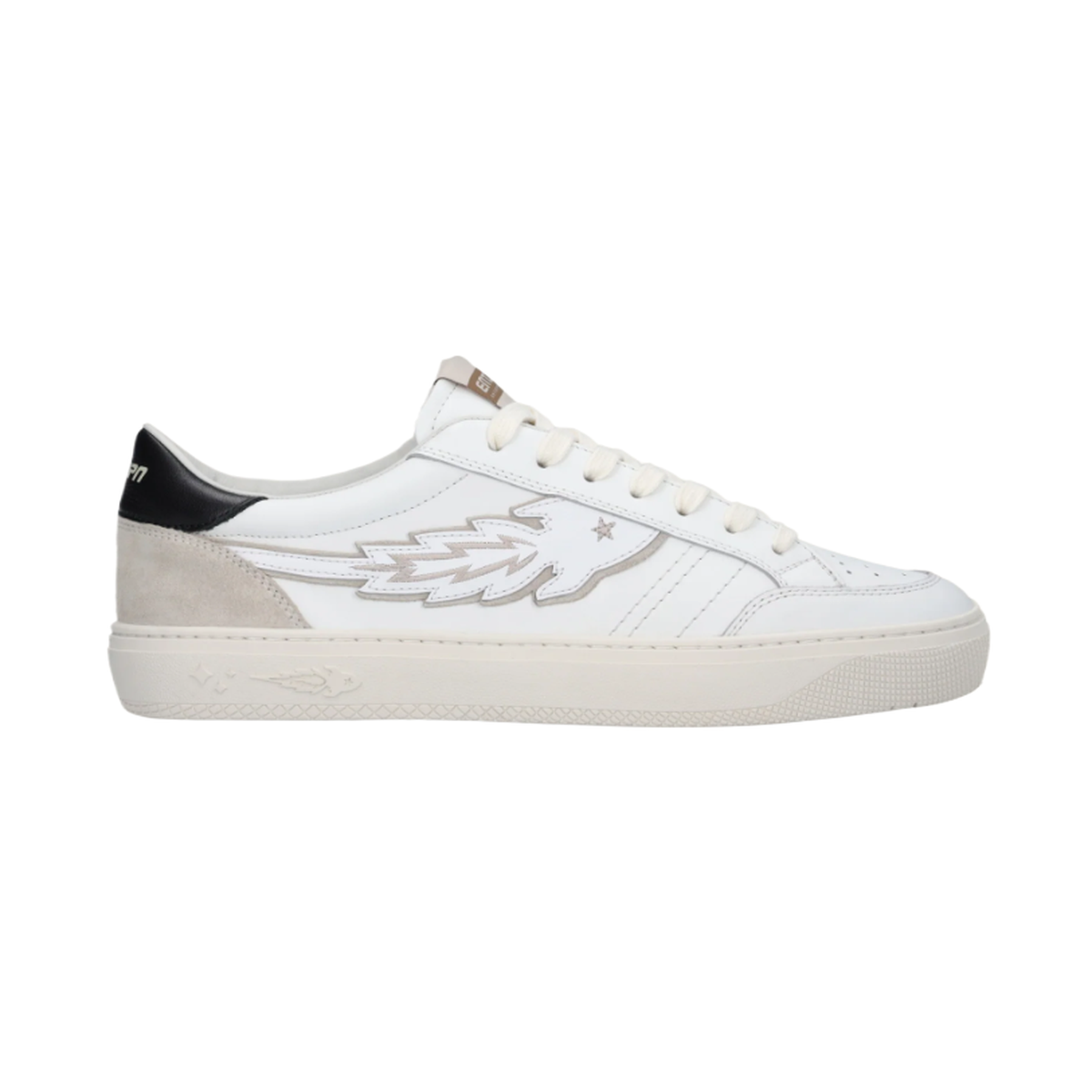Enterprise Japan Jupiter Rocket Sneakers in White Leather with Black and Daino Details