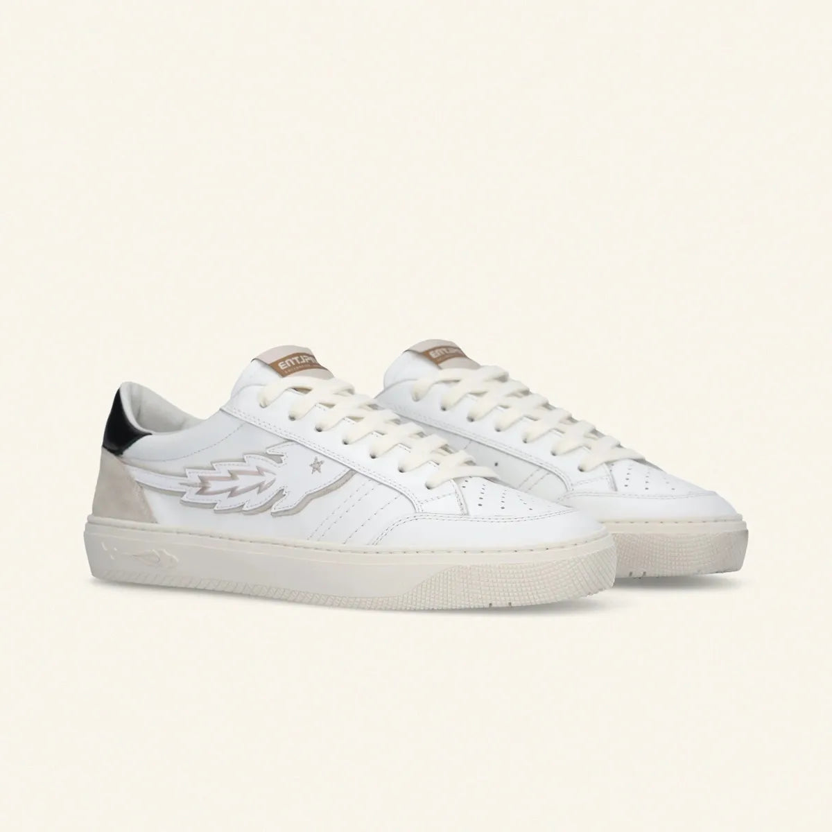 Enterprise Japan Jupiter Rocket Sneakers in White Leather with Black and Daino Details