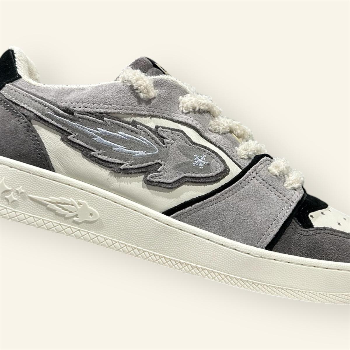 Enterprise Japan X Mr Something EGG Rocket Sneakers In Fumo/Nero/Confetto Suede and Leather