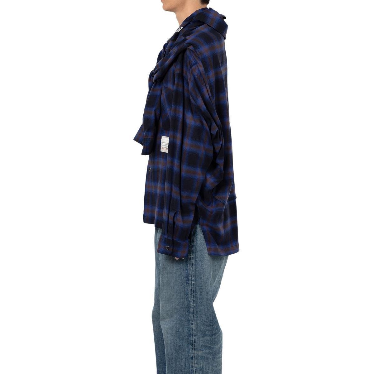 Maison Mihara Sleeve Layered Check Shirt