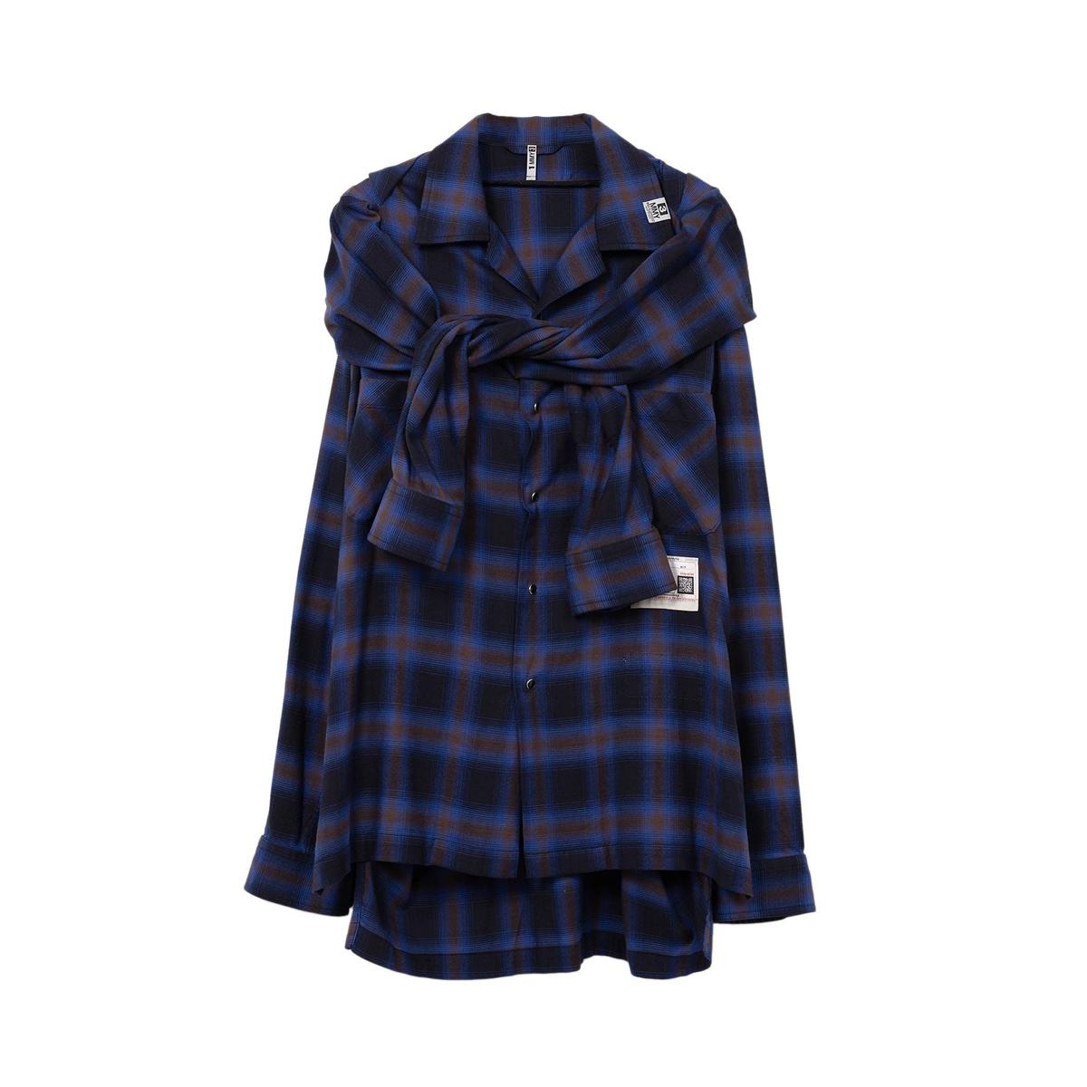 Maison Mihara Sleeve Layered Check Shirt