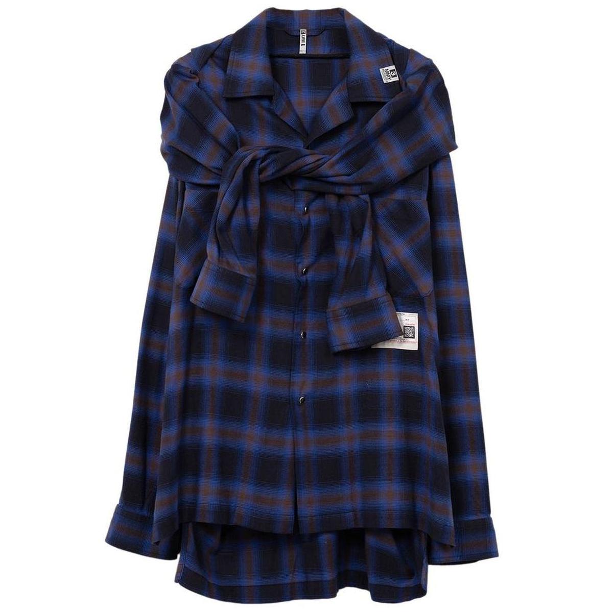 Maison Mihara Yasuhiro Sleeve Layered Check Shirt