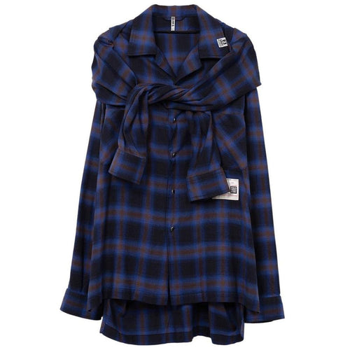 Maison Mihara Yasuhiro Sleeve Layered Check Shirt