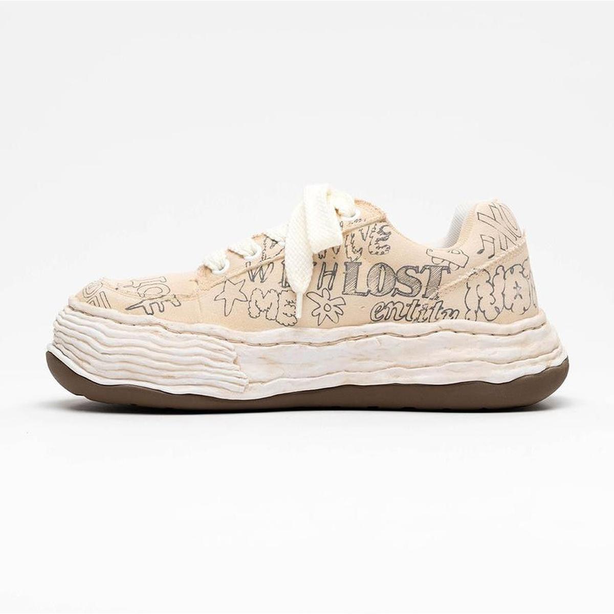 Maison Mihara Yasuhiro Oliver Graffiti Sneakers in Beige