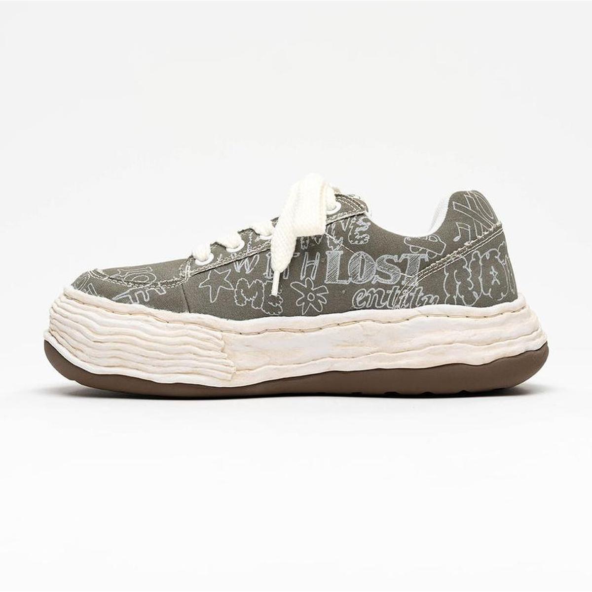 Maison Mihara Yasuhiro Oliver Graffiti Sneakers in Green