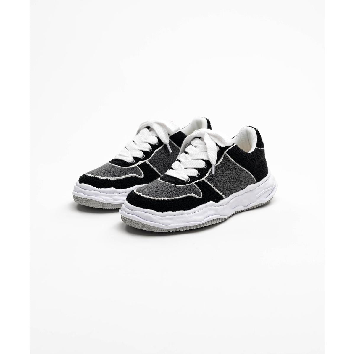 Maison Mihara Yasuhiro "WAYNE" Black Chenille Embroidey Canvas Low-top Sneaker