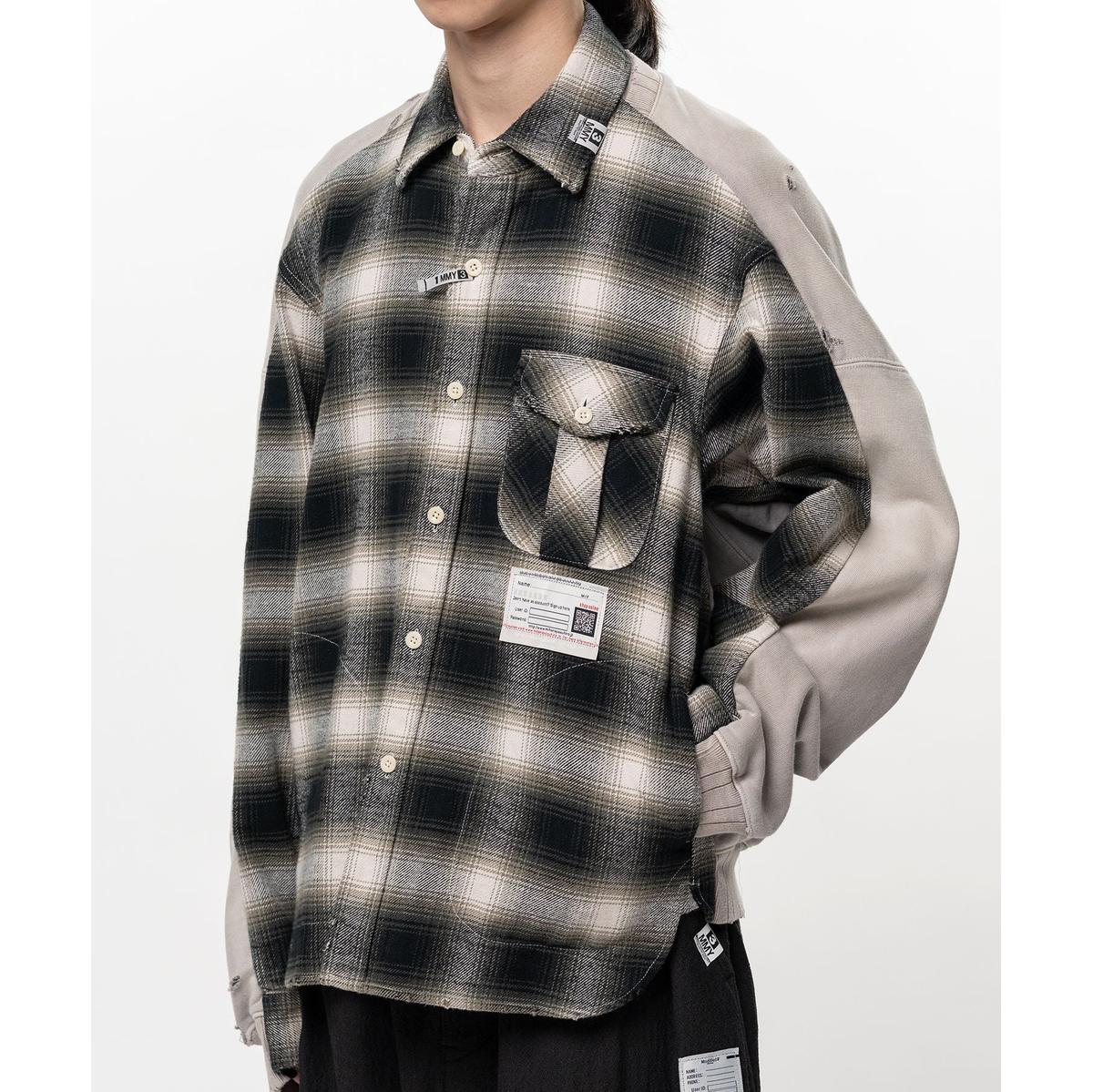 Maison Mihara Front Back Combined Check Shirt