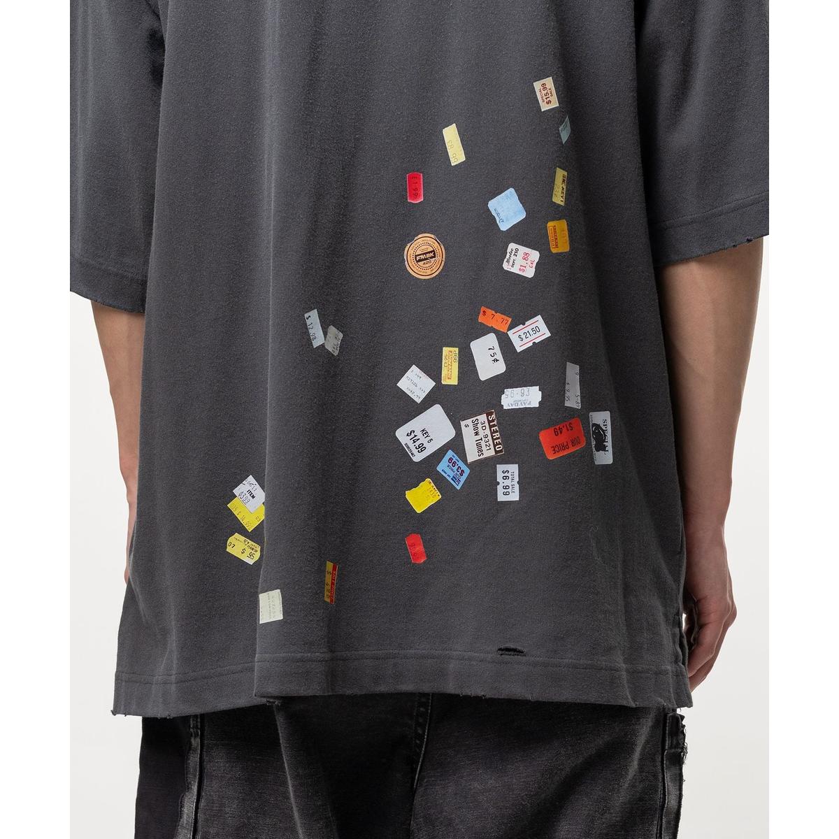 Maison Mihara Price Tag Sticker Printed Black T-shirt