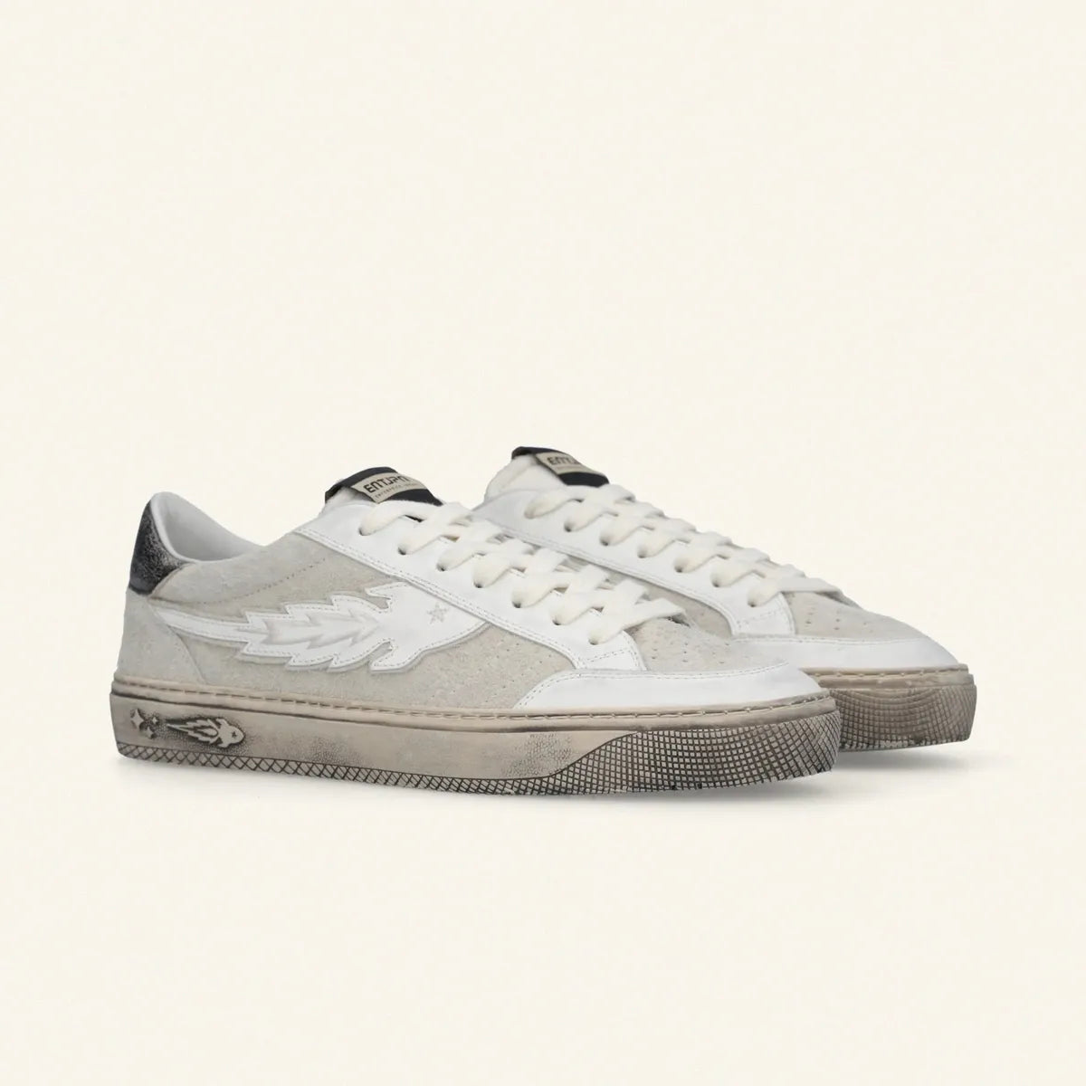 Enterprise Japan Jupiter Rocket Sneakers in Dirty White Vintage Suede With Black Details