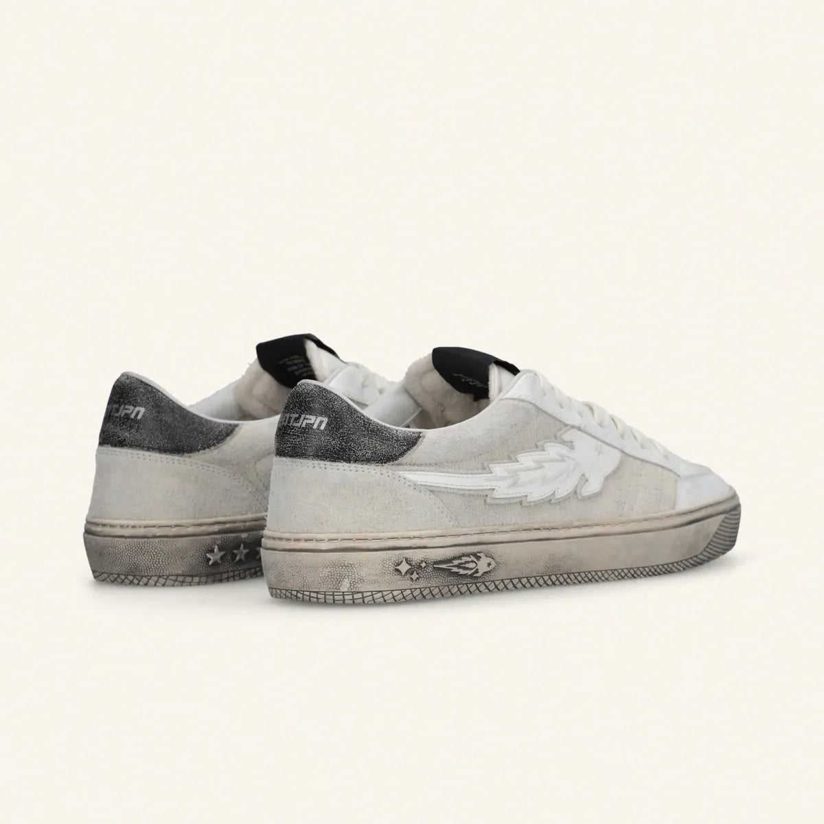 Enterprise Japan Jupiter Rocket Sneakers in Dirty White Vintage Suede With Black Details