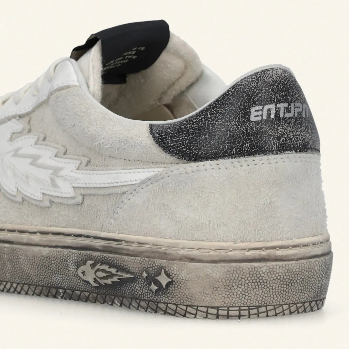 Enterprise Japan Jupiter Rocket Sneakers in Dirty White Vintage Suede With Black Details