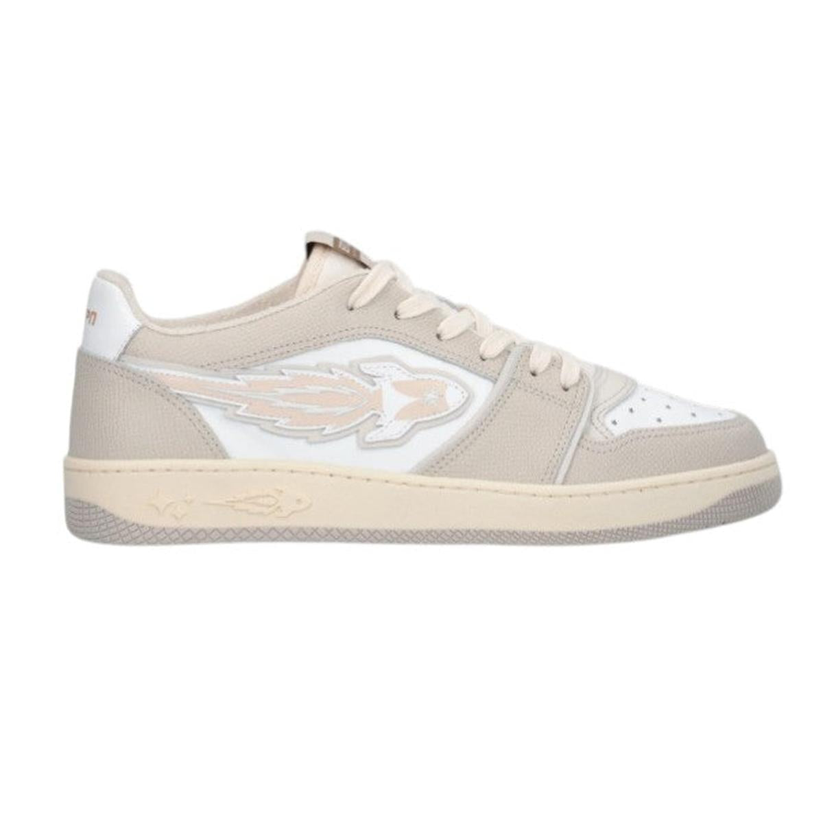 Enterprise Japan EGG Rocket Sneakers In Beige/White Tumbled Leather
