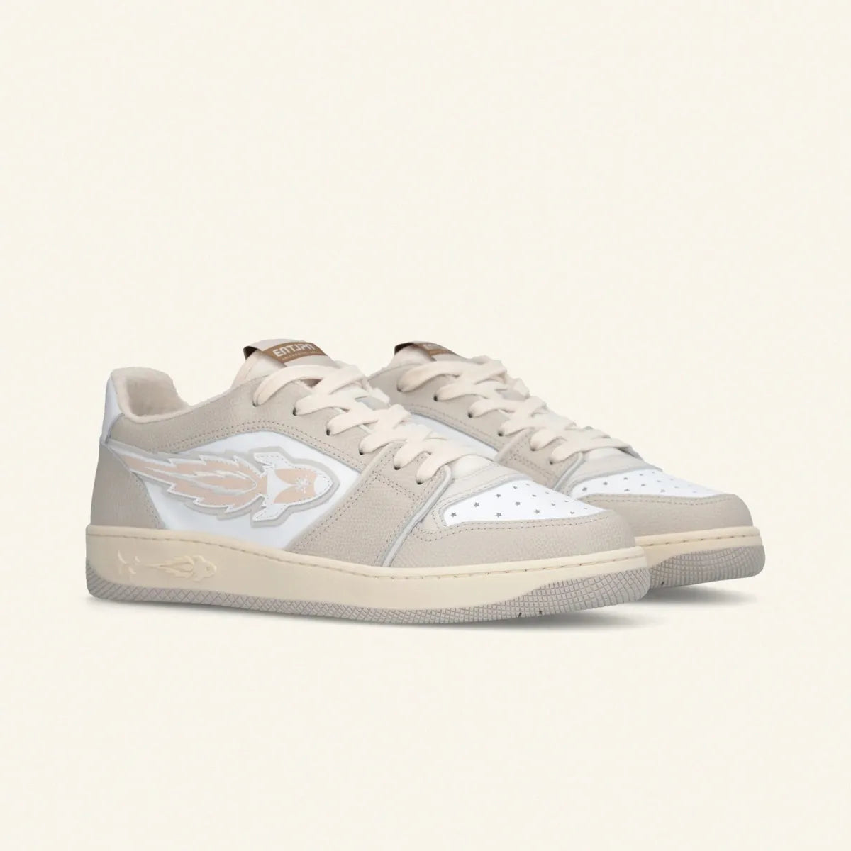 Enterprise Japan EGG Rocket Sneakers In Beige/White Tumbled Leather