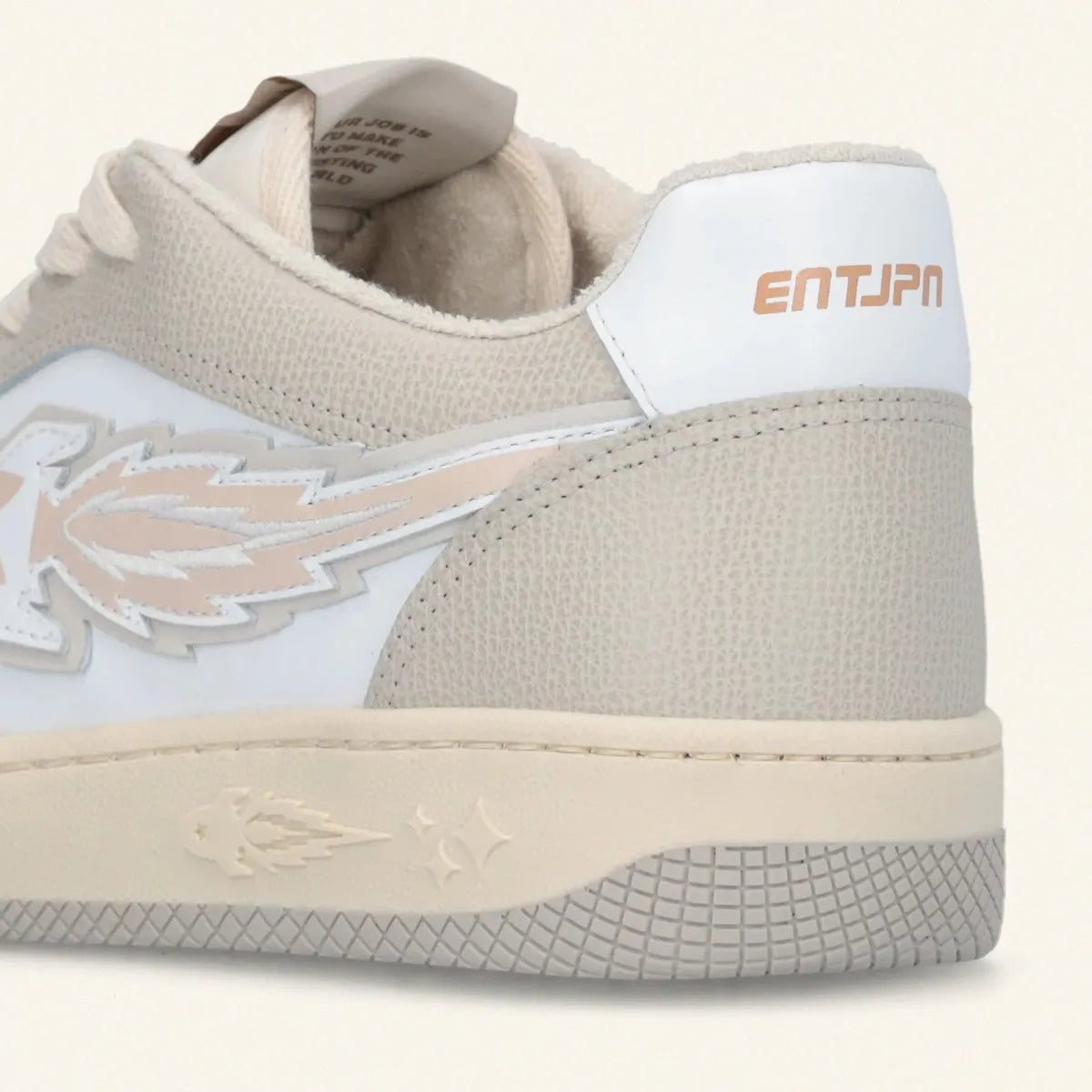 Enterprise Japan EGG Rocket Sneakers In Beige/White Tumbled Leather