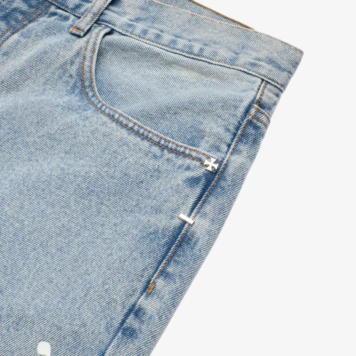 ASKYURSELF Paint Splatter Baggy Jeans in Washed Blue