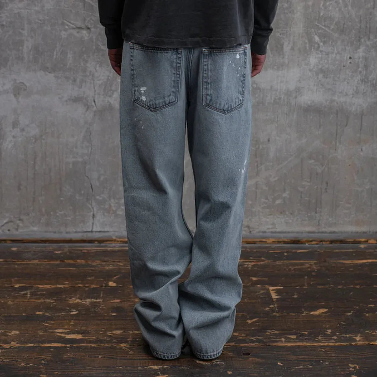 ASKYURSELF Paint Splatter Baggy Jeans in Washed Blue