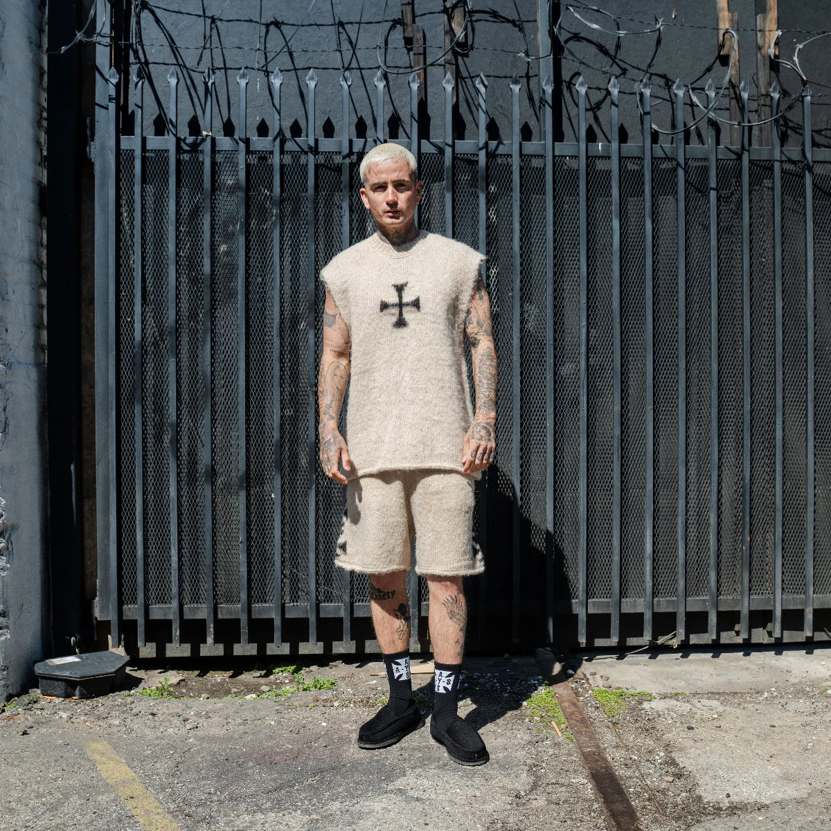 ASKYURSELF - BRUSHED CROSS KNIT SHORTS