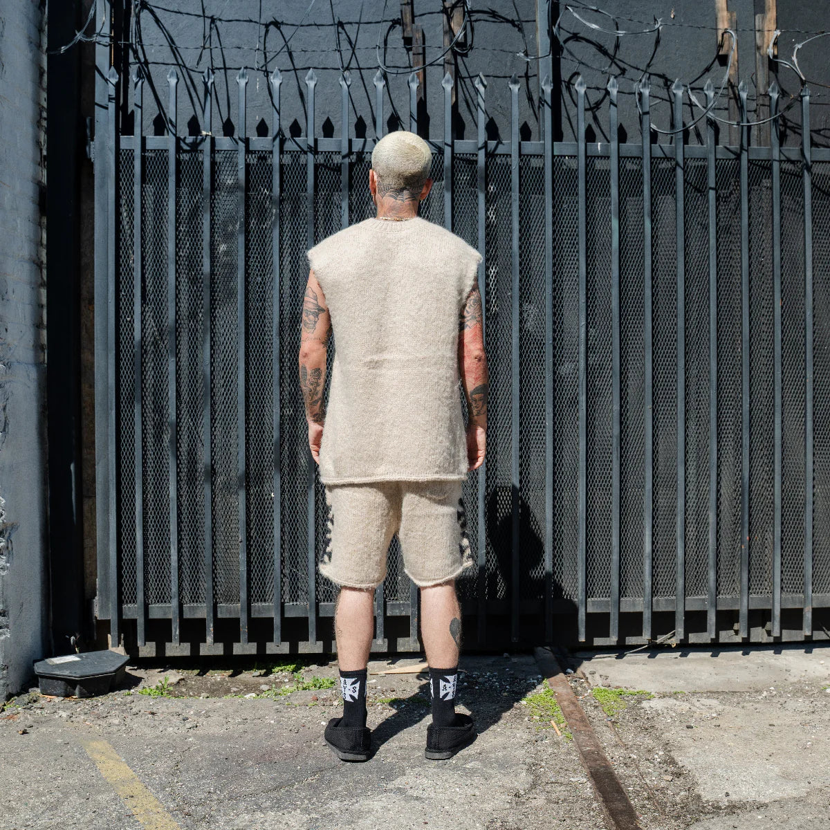 ASKYURSELF - BRUSHED CROSS KNIT SHORTS