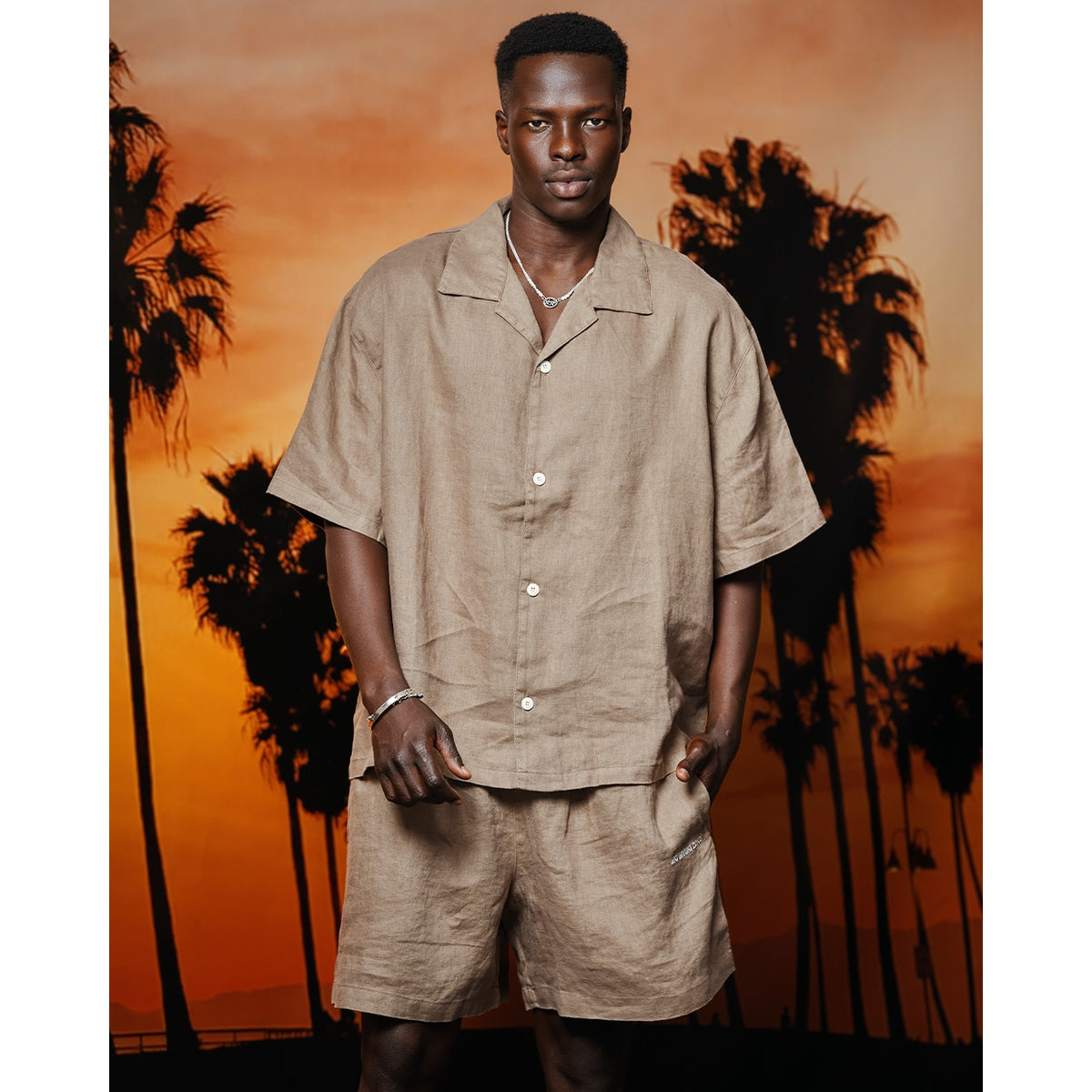 MKI Linen Vacation Shirt in Mushroom