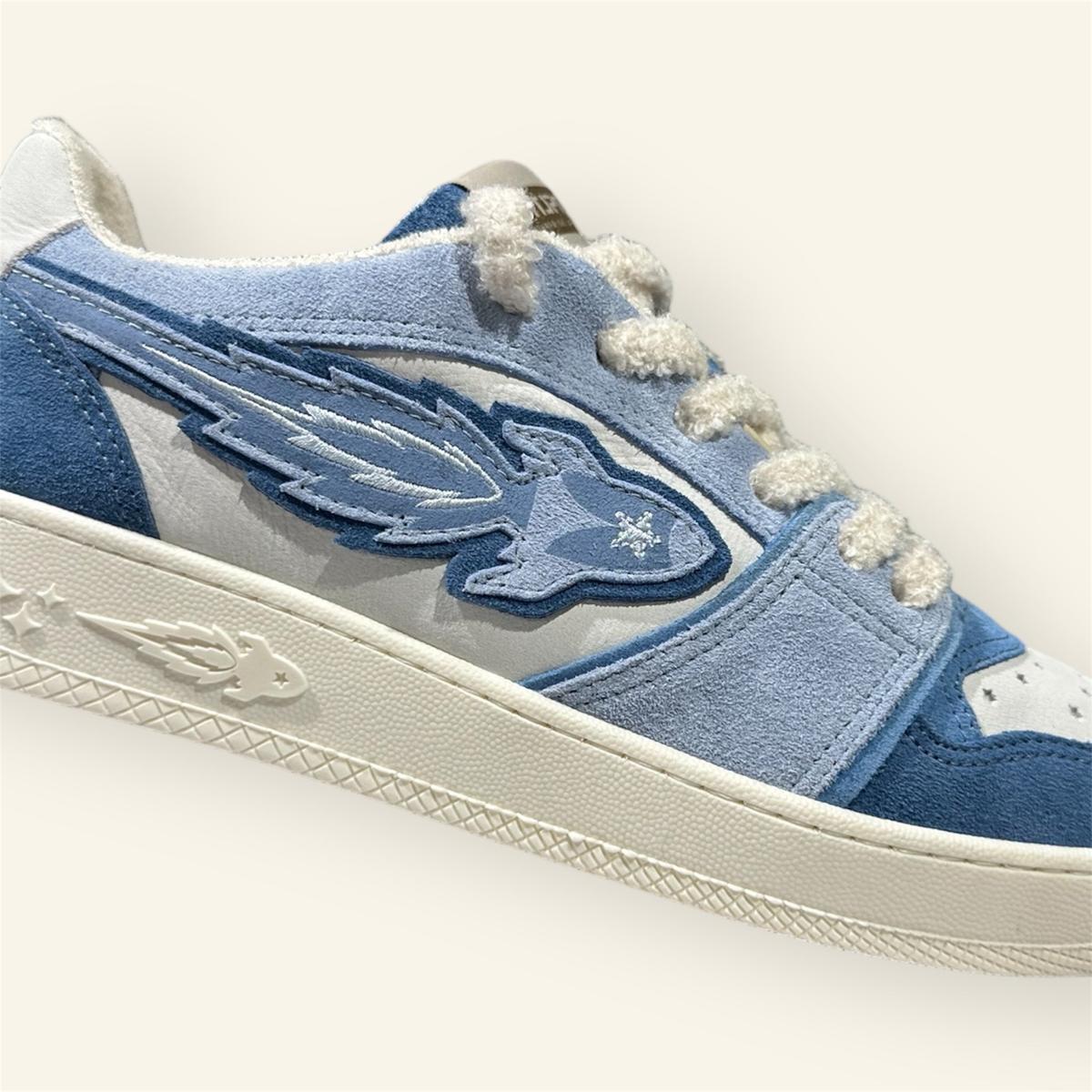 Enterprise Japan X Mr Something EGG Rocket Sneakers In Denim/Azzurro/Bianco Suede and Nubuck