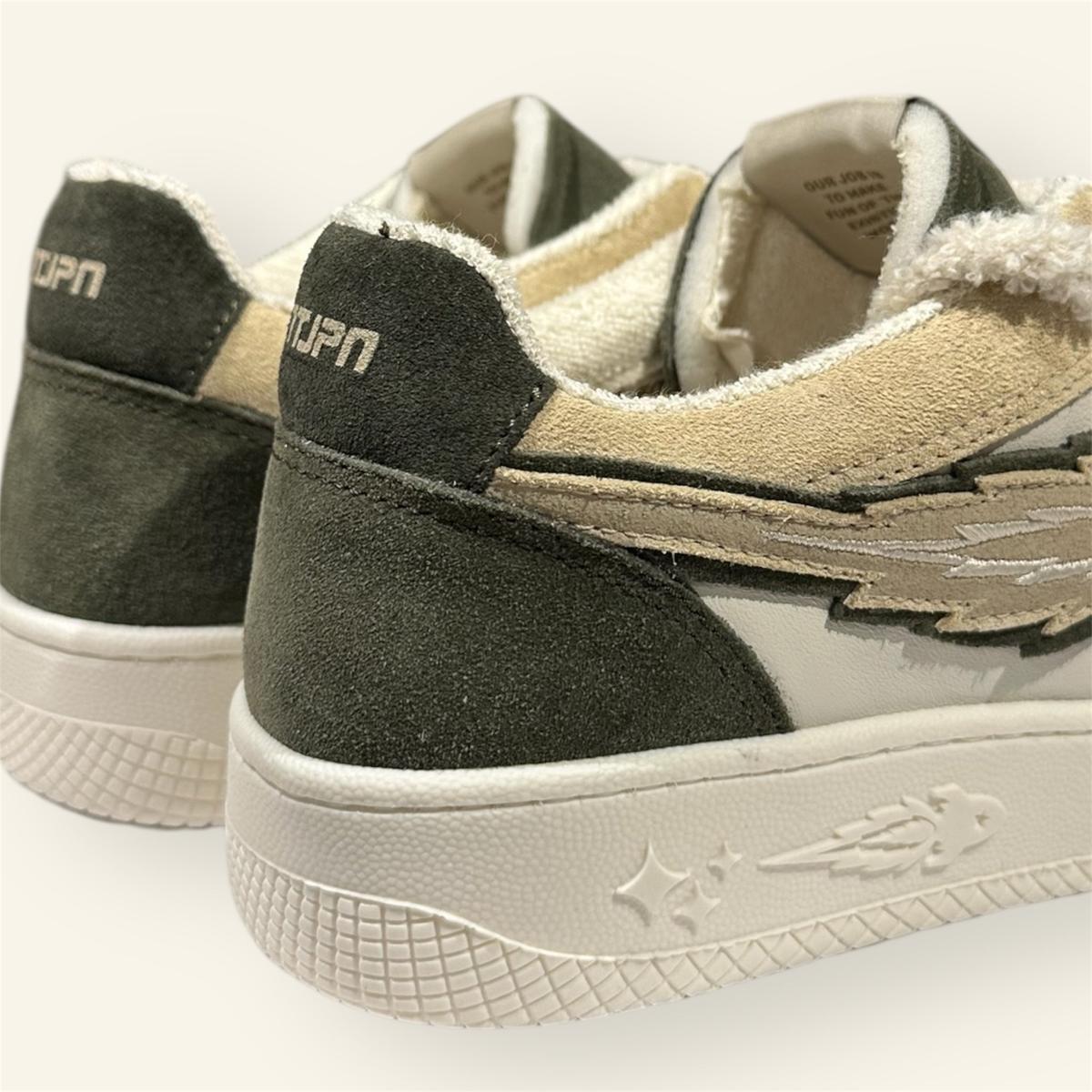 Enterprise Japan X Mr Something EGG Rocket Sneakers In Quercia/Ecru/Confetto Suede and Leather