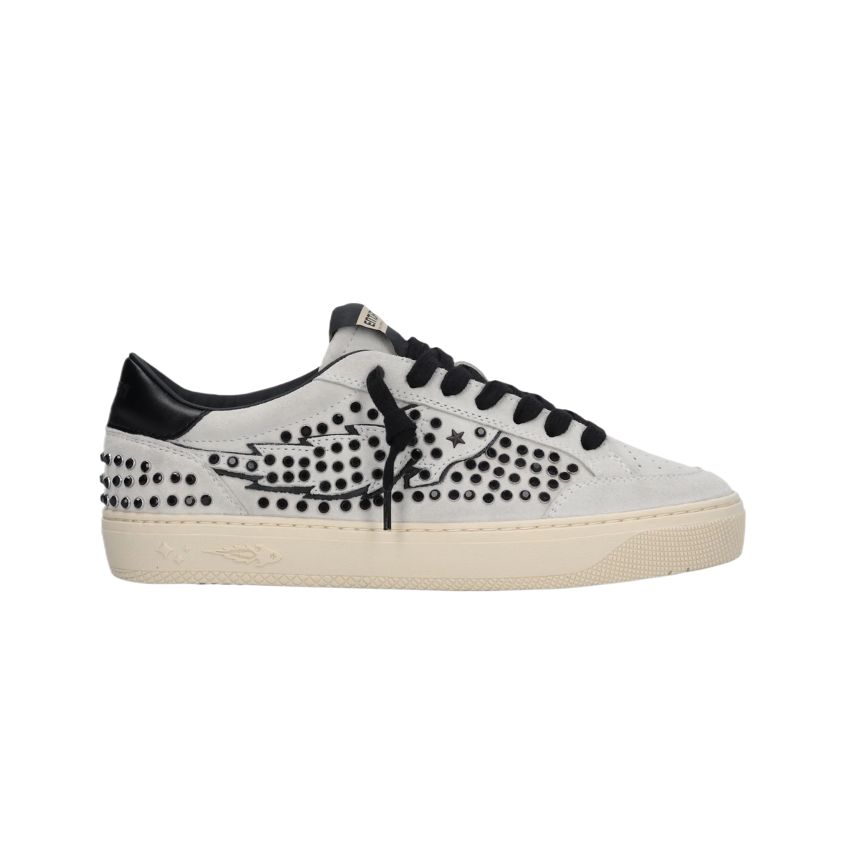 Enterprise Japan Jupiter Rocket Suede White Sneakers With Studs