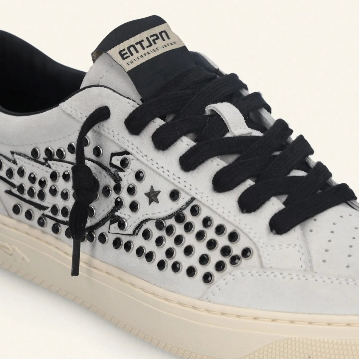 Enterprise Japan Jupiter Rocket Suede White Sneakers With Studs