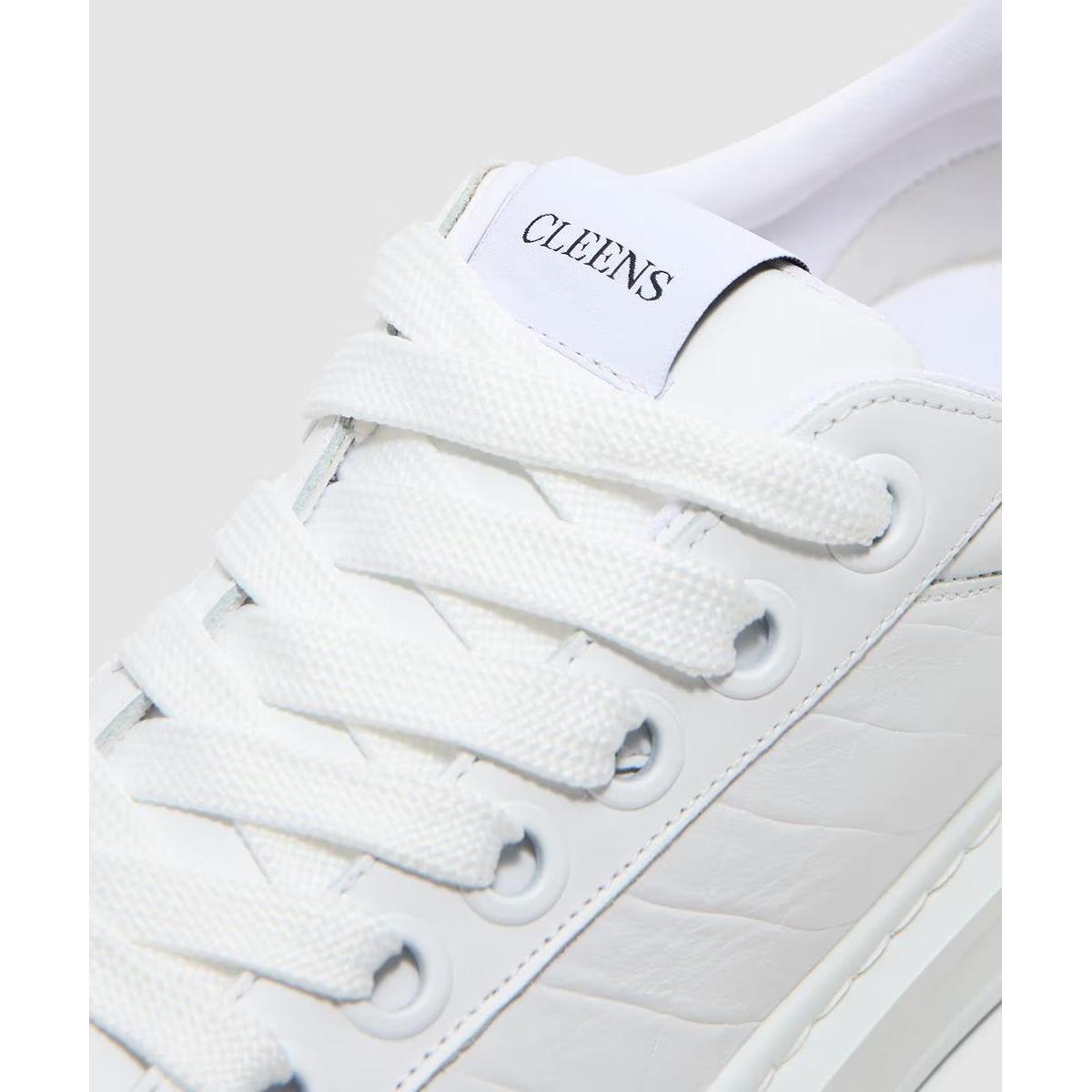 Cleens Ace Woven Leather Sneakers in Ice