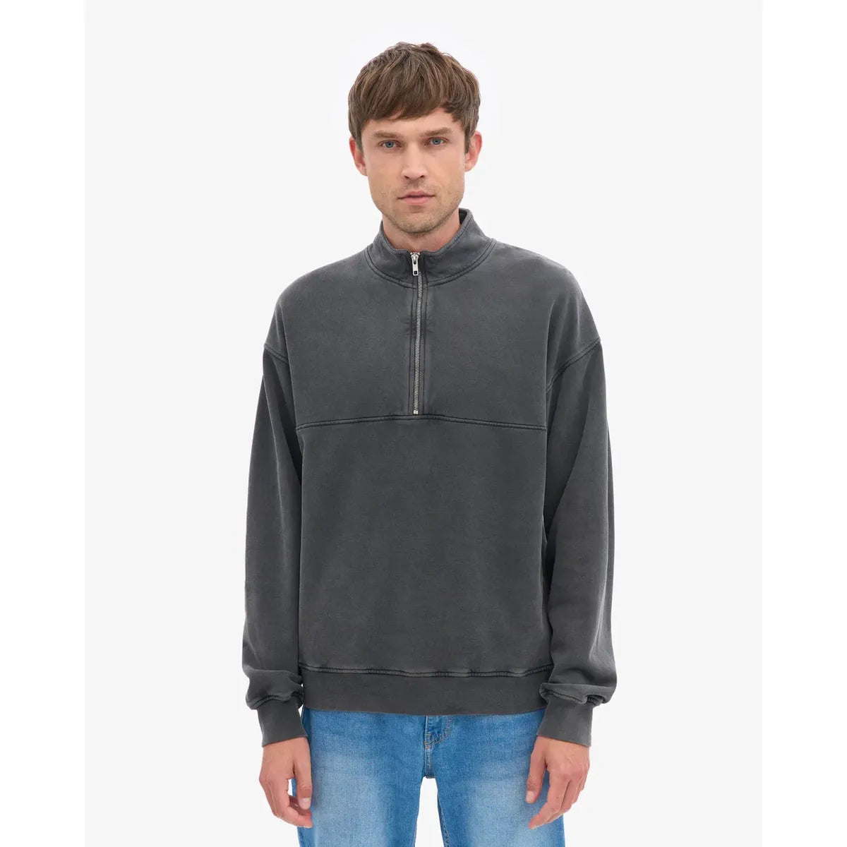 Colorful Standard Organic Quarter Zip - Faded Black