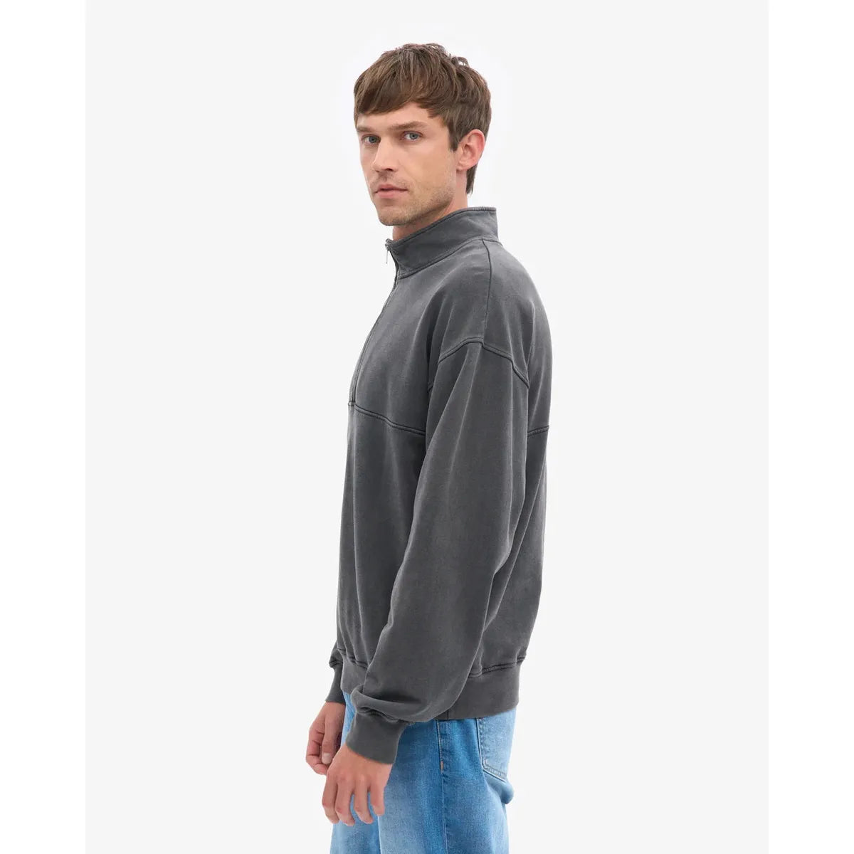 Colorful Standard Organic Quarter Zip - Faded Black