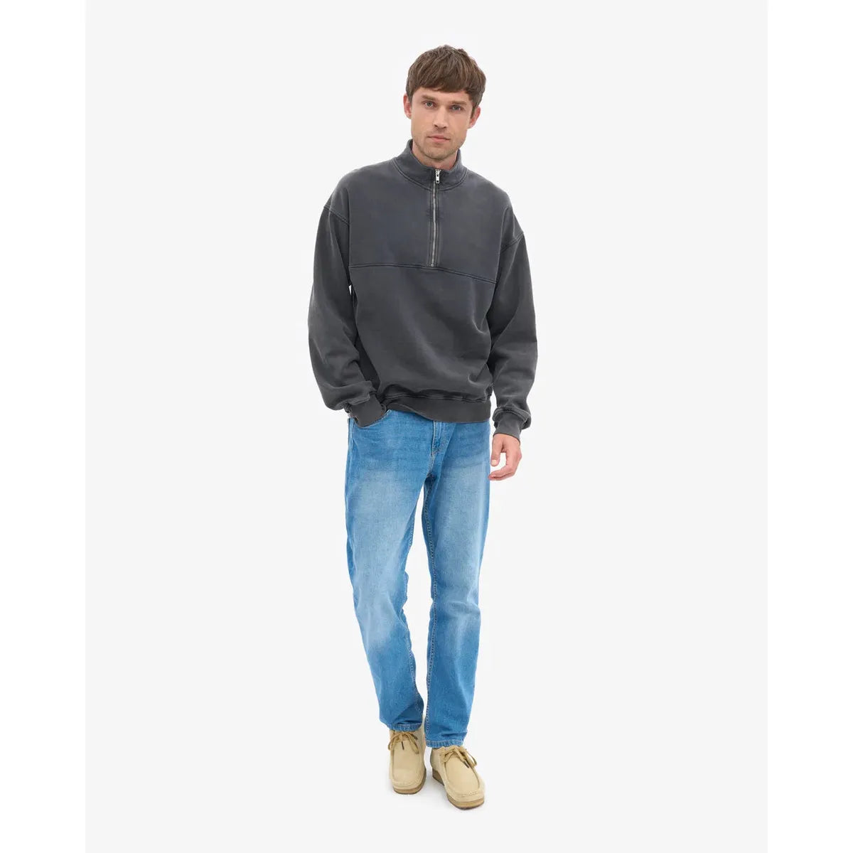 Colorful Standard Organic Quarter Zip - Faded Black