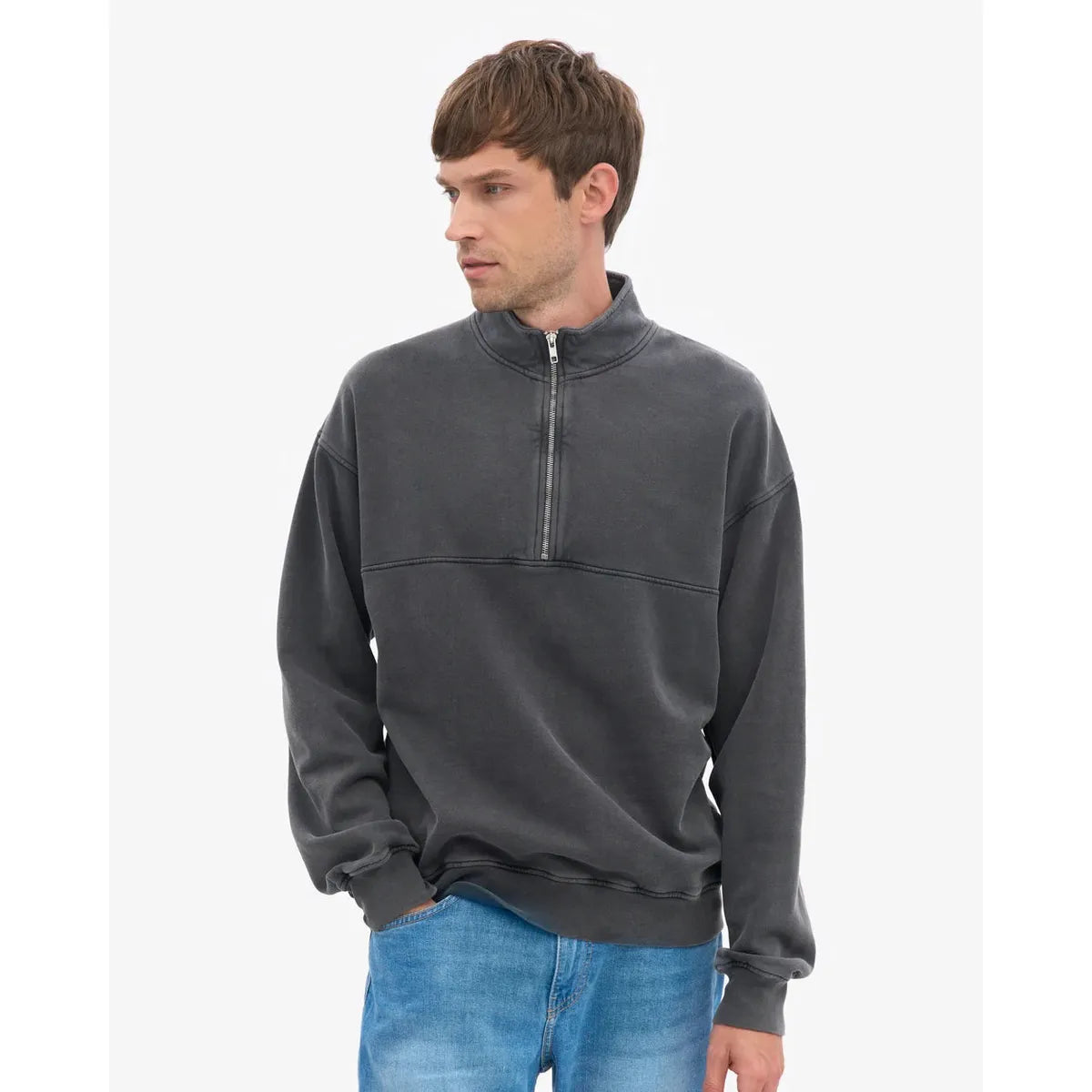 Colorful Standard Organic Quarter Zip - Faded Black