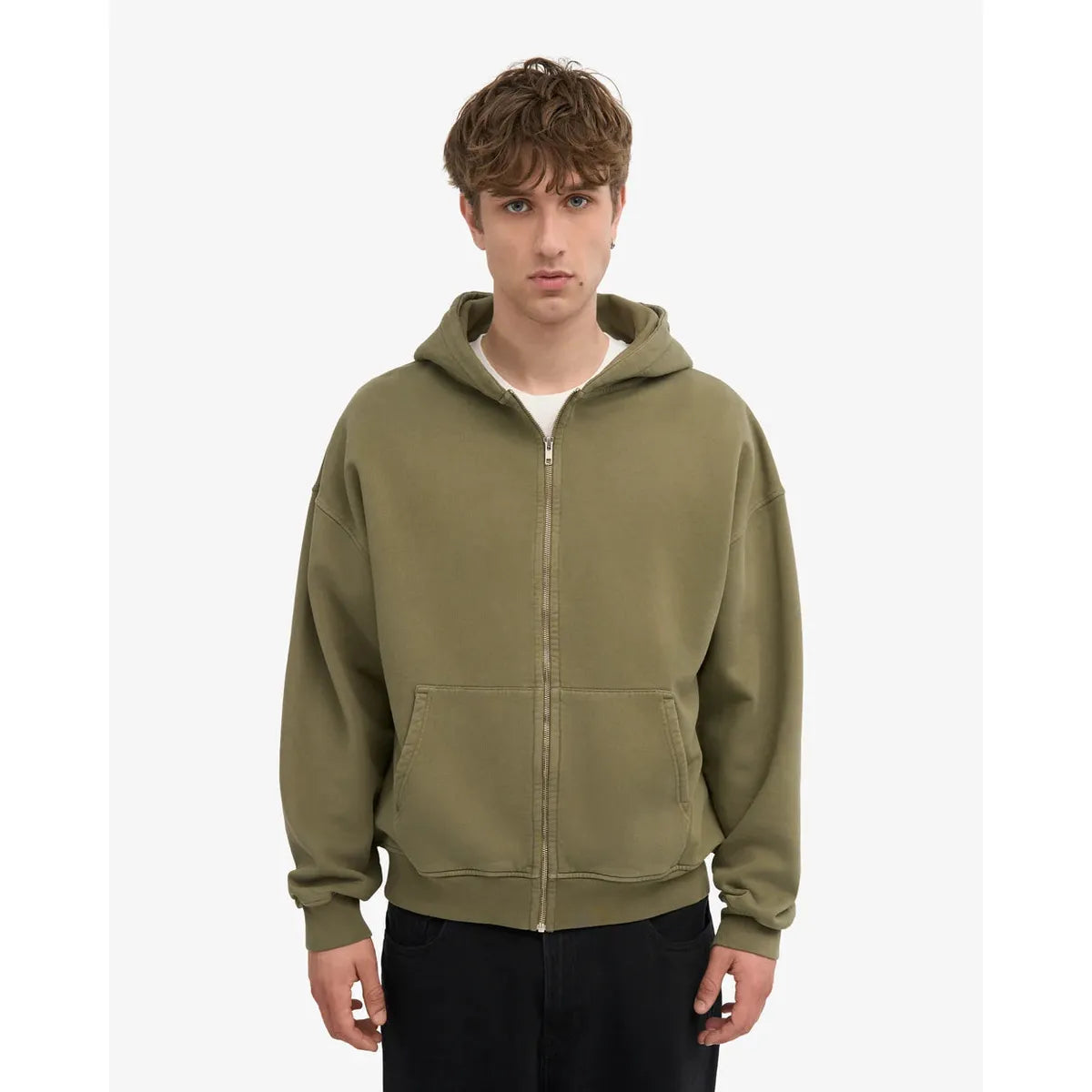 Colorful Standard Organic Oversized Zip Hood - Dusty Olive
