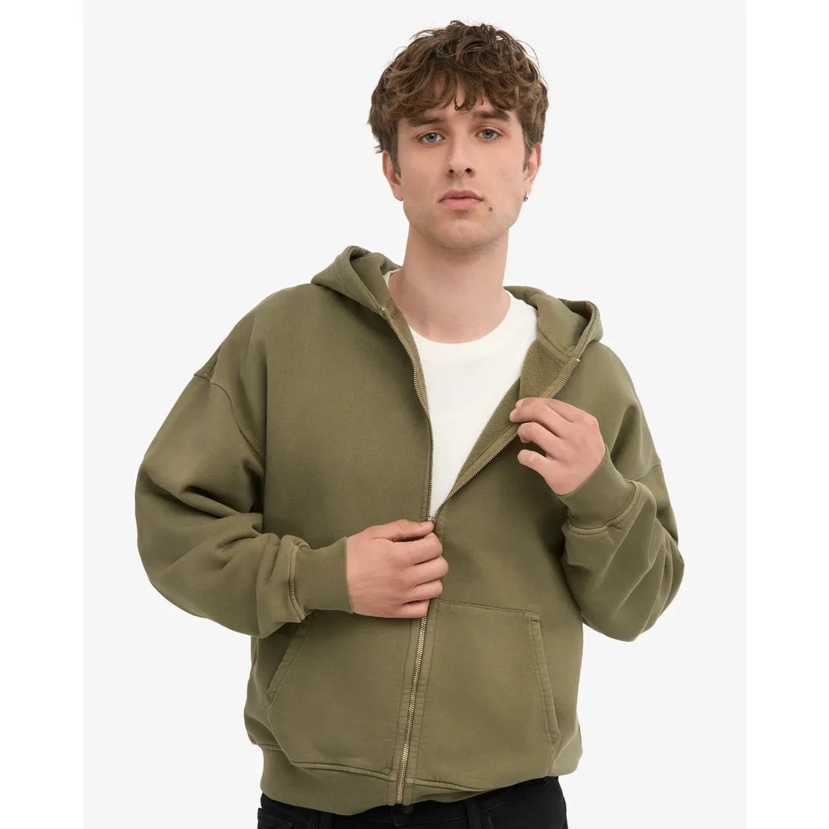 Colorful Standard Organic Oversized Zip Hood - Dusty Olive