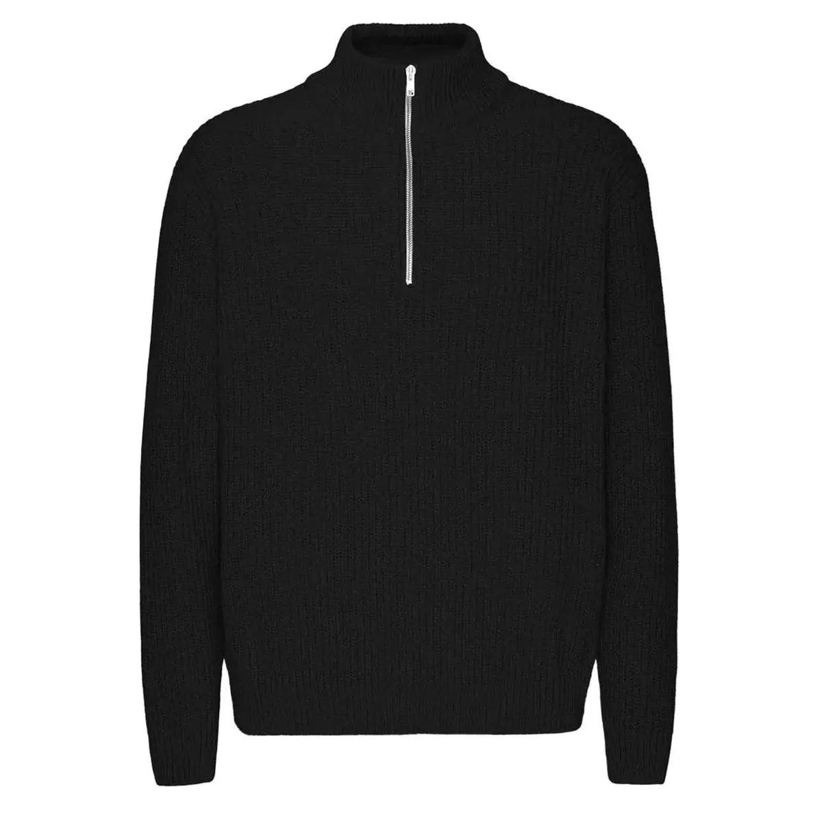 Colorful Standard Merino Quarter Zip - Deep Black