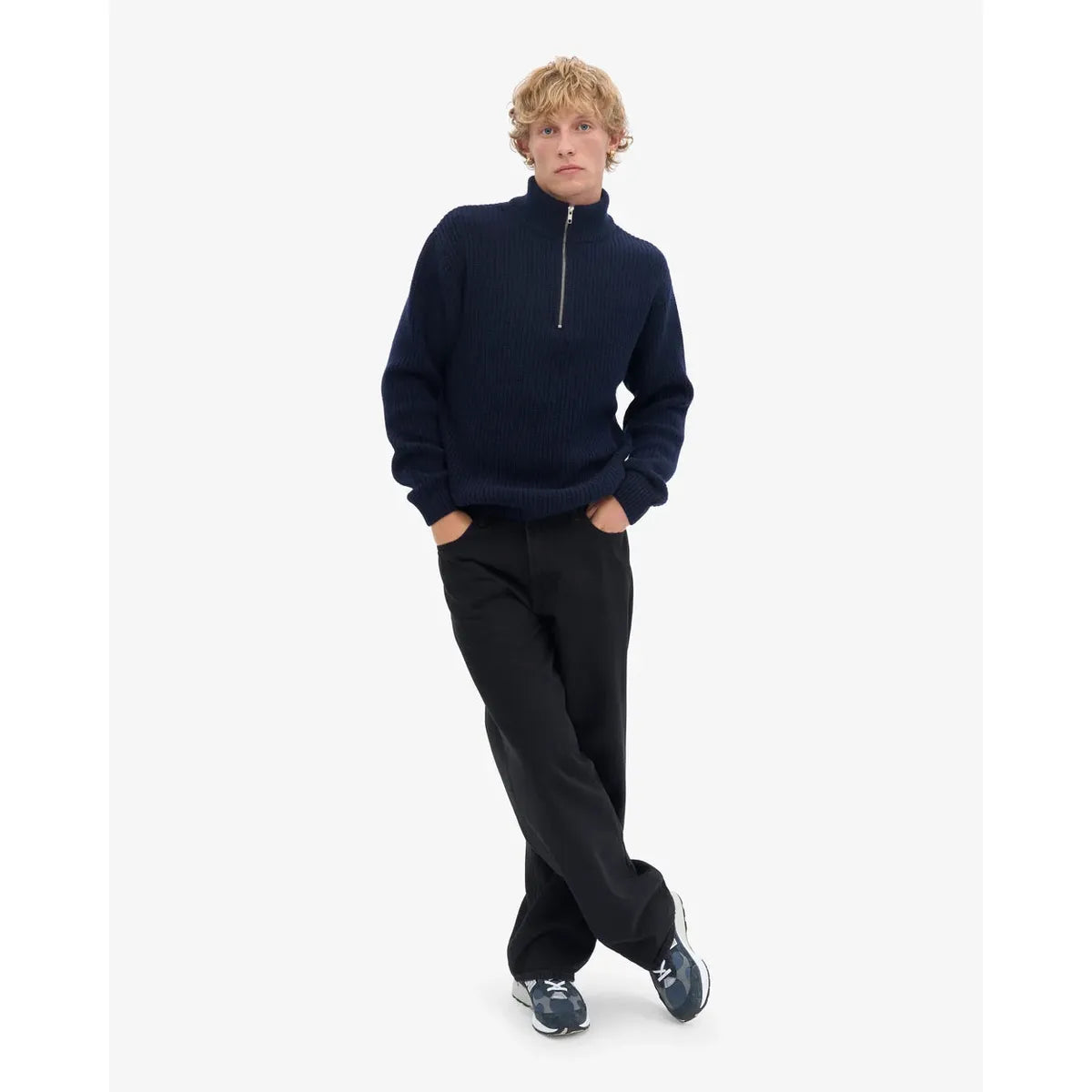 Colorful Standard Merino Quarter Zip - Navy Blue