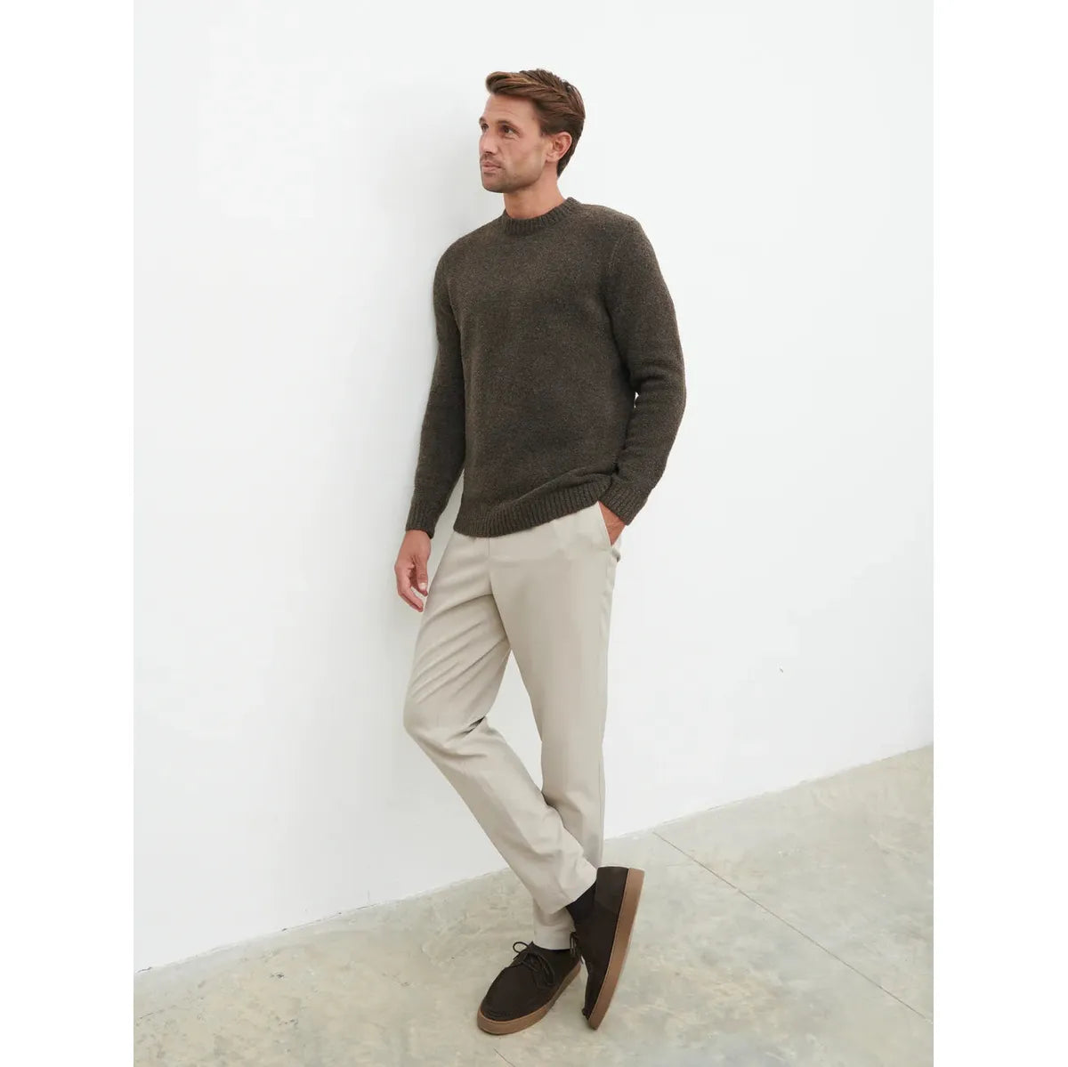 NOBL Cameron Crew Neck Jumper Brown