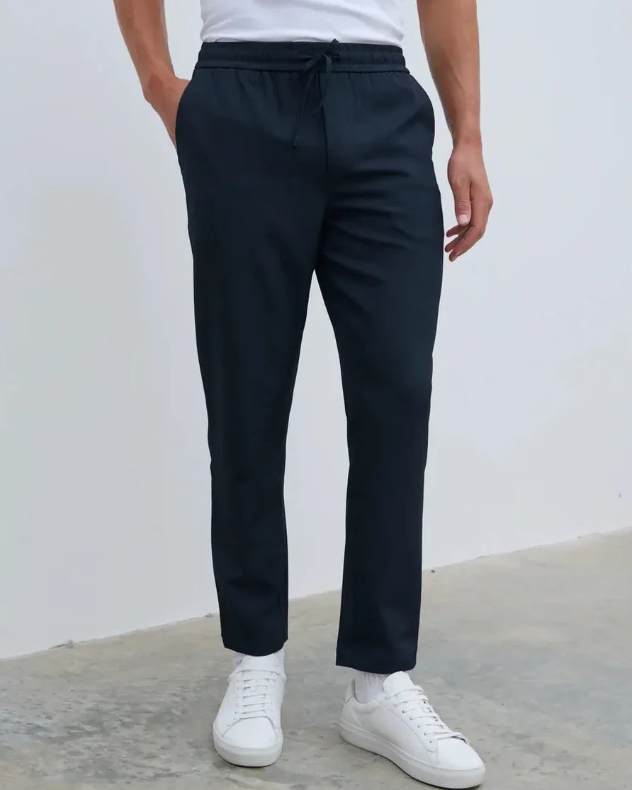 NOBL Hudson Drawstring Trousers in Navy