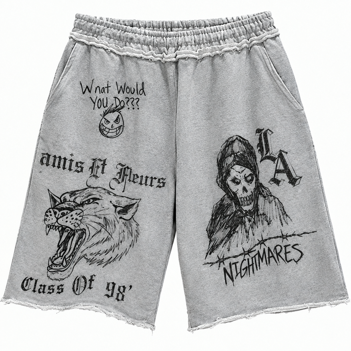 AMÏS ET FLEÚRS “LAX NIGHTMARE” Heather Grey Sweatshorts