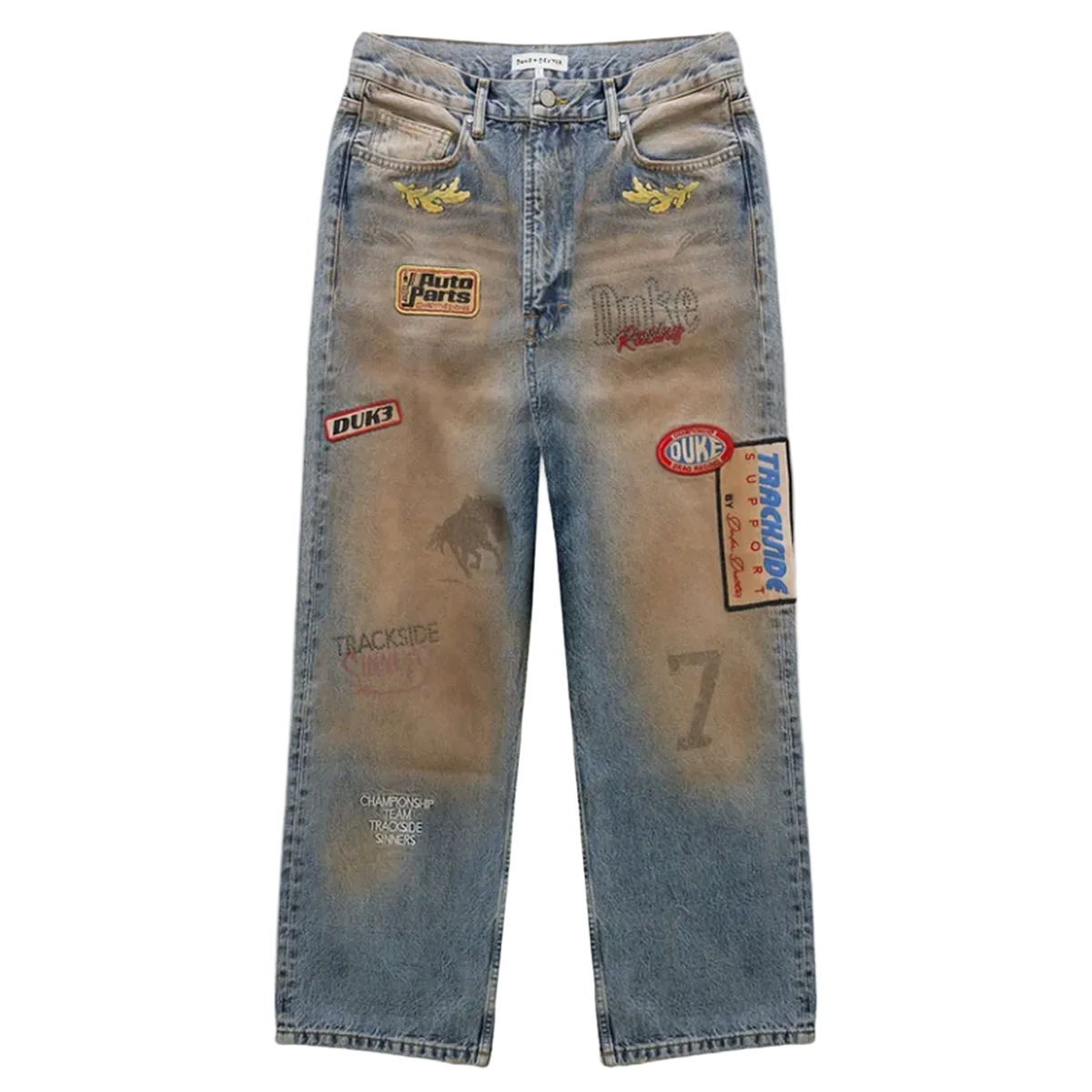 Duke + Dexter DR4 Trackside Jeans in Washed Denim Blue