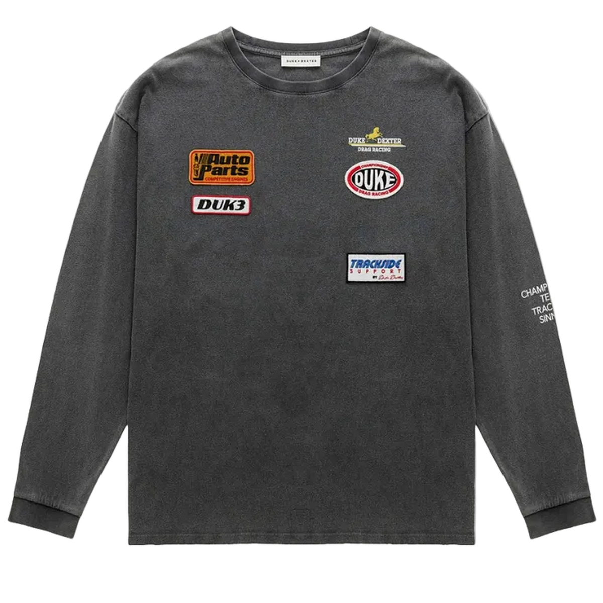Duke + Dexter DR4 Track Long Sleeve Top in Washed Black