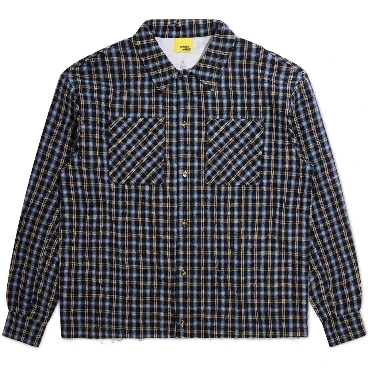 Diet Starts Monday Crinkled Flannel - Navy/Tan