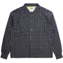 Diet Starts Monday Crinkled Flannel Shirt in Navy and Tan