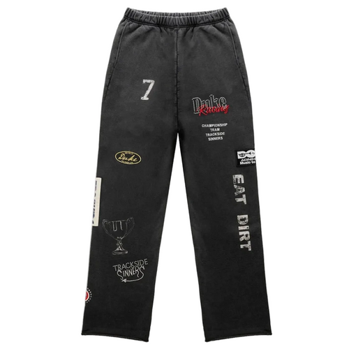 Duke + Dexter DR4 Embroidered Sweatpants in Washed Black