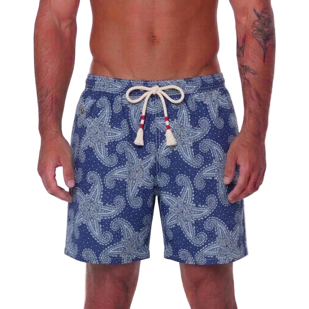 MC2 Saint Barth Lighting Swim Shorts in Blue Paisley Star Print