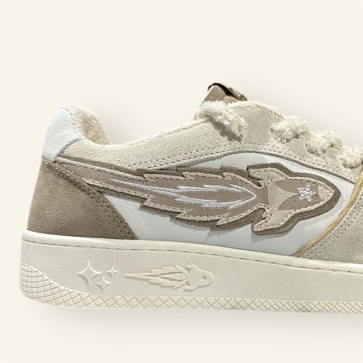 Enterprise Japan X Mr Something EGG Rocket Sneakers In Marble/Ecru/Bianco Suede and Nubuck