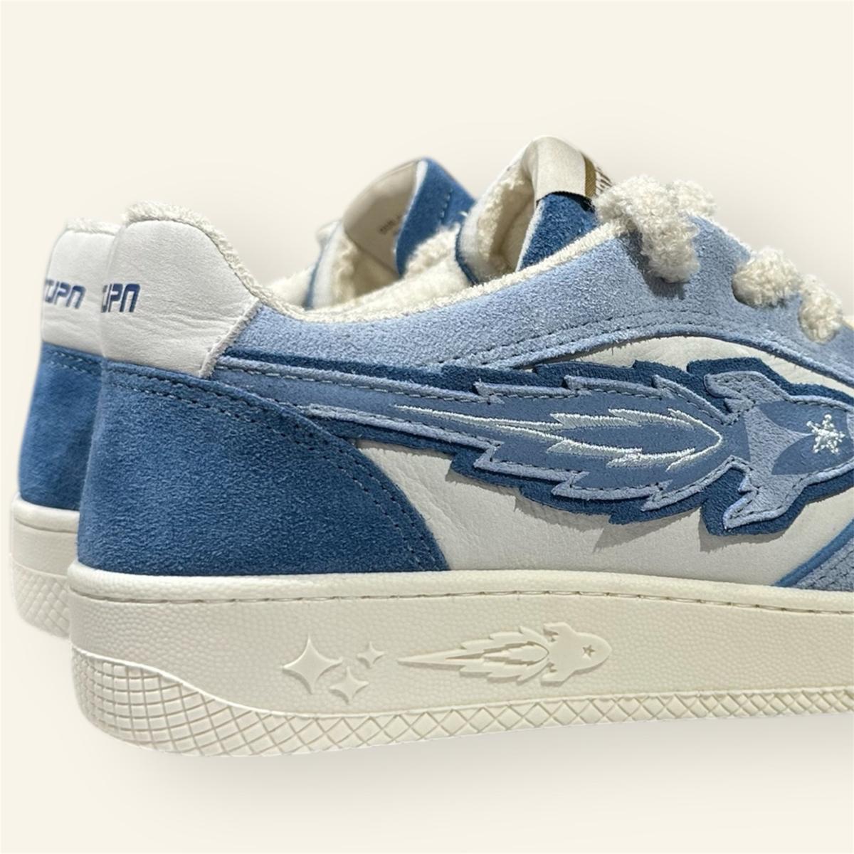 Enterprise Japan X Mr Something EGG Rocket Sneakers In Denim/Azzurro/Bianco Suede and Nubuck