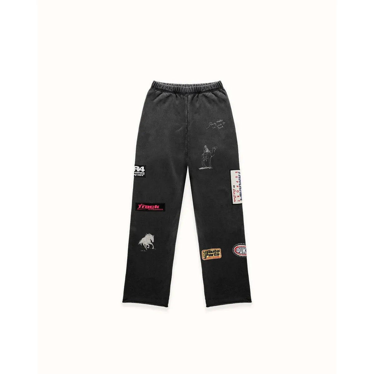 Duke + Dexter DR4 Embroidered Washed Black Sweat Pant